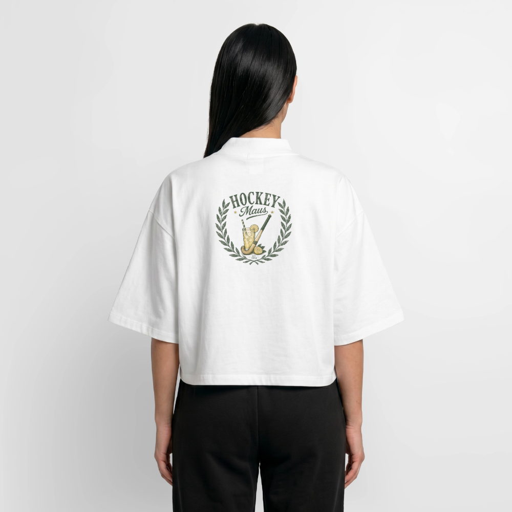 Hockey Maus Boxy Damen T-Shirt – Cropped Fit - Weiß