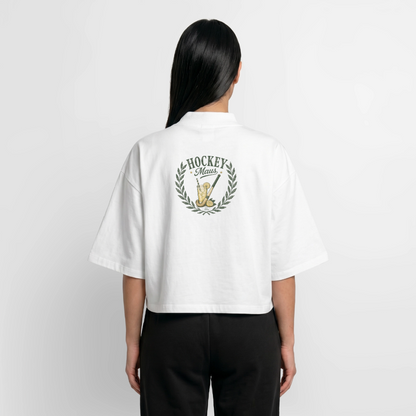 Hockey Maus Boxy Damen T-Shirt – Cropped Fit - Weiß