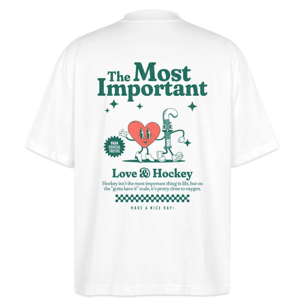 The Most Important – Love & Hockey Oversized Organic T-Shirt - Weiß