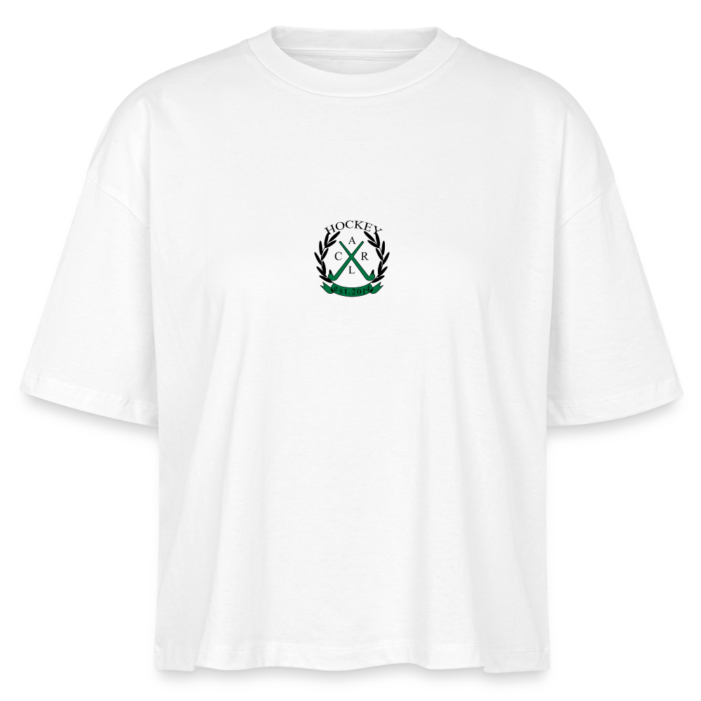 "Just a Girl Who Loves Hockey" T-Shirt – Damen Boxy Fit - Weiß