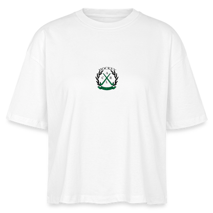 "Just a Girl Who Loves Hockey" T-Shirt – Damen Boxy Fit - Weiß