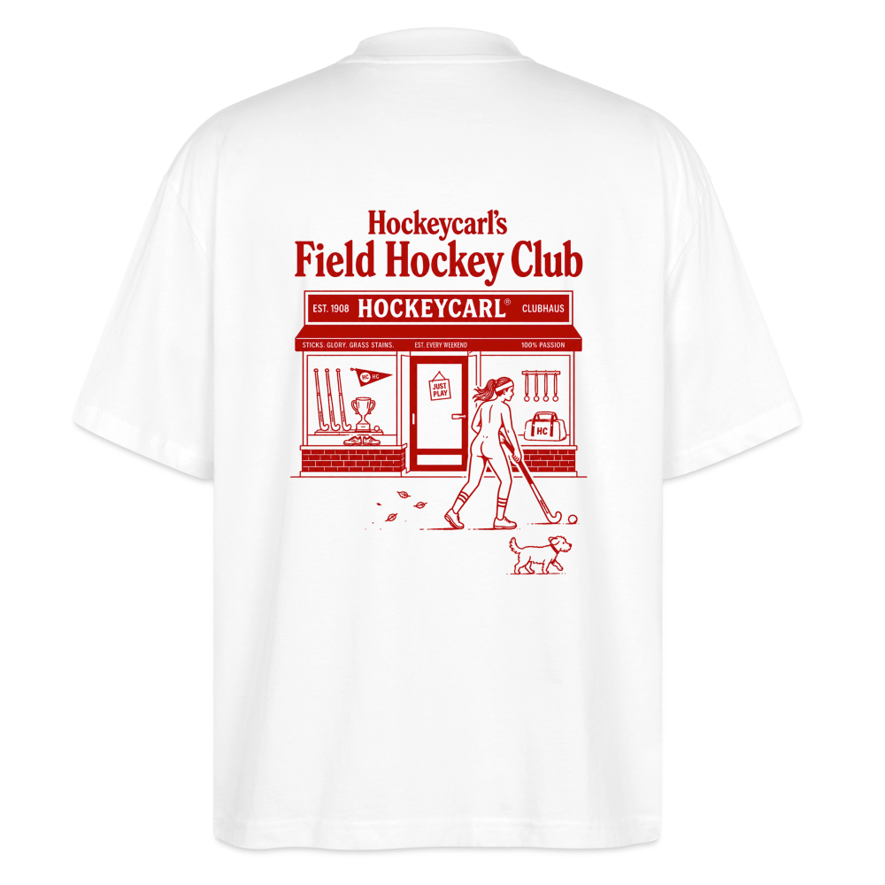 Hockeycarl Field Hockey Club Oversized T-Shirt – Vintage Backprint - Weiß