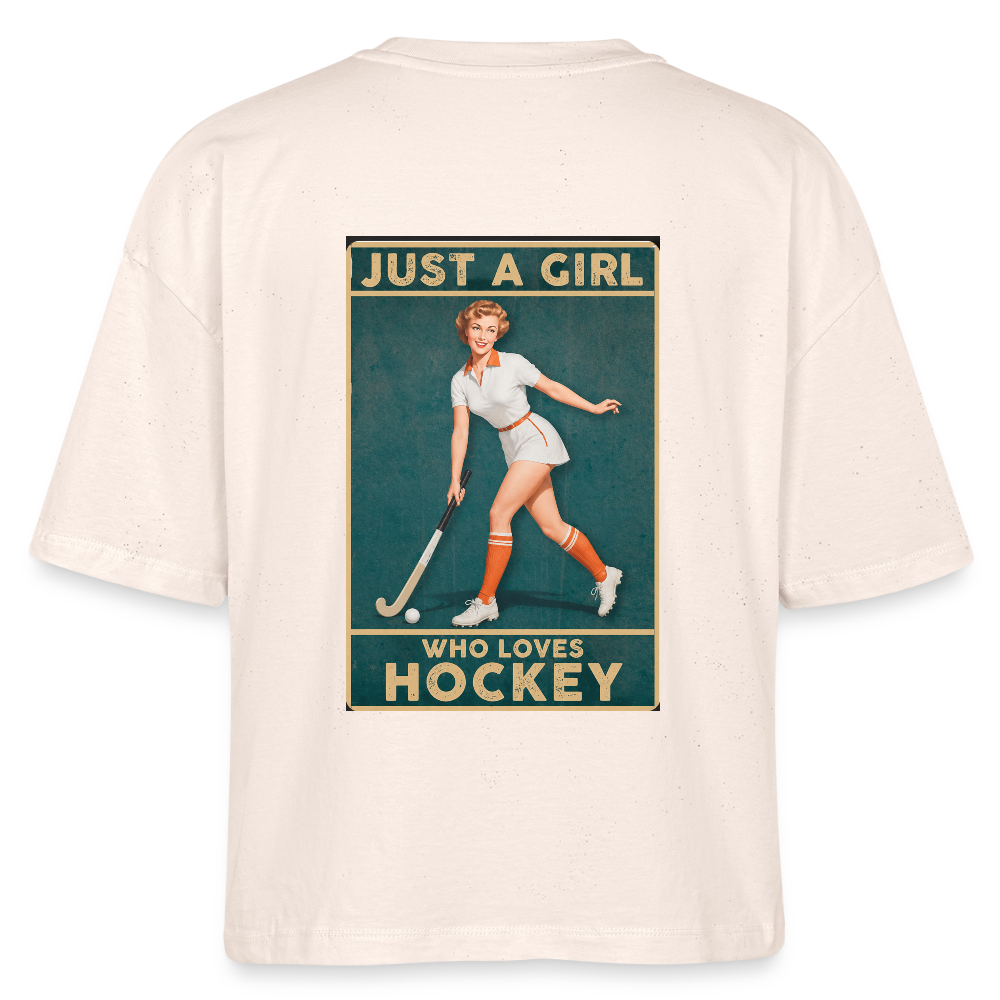 "Just a Girl Who Loves Hockey" T-Shirt – Damen Boxy Fit - Natur