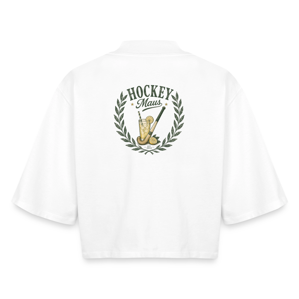 Hockey Maus Boxy Damen T-Shirt – Cropped Fit - Weiß
