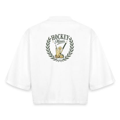 Hockey Maus Boxy Damen T-Shirt – Cropped Fit - Weiß