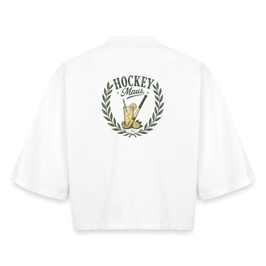 Hockey Maus Boxy Damen T-Shirt – Cropped Fit - Weiß