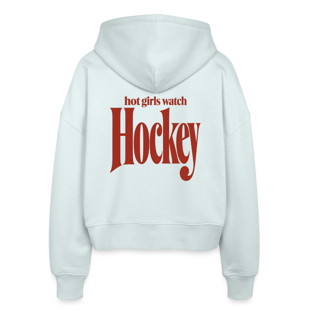 Hot Girls Watch Hockey – Organic Boxy Zip Hoodie - Eisblau