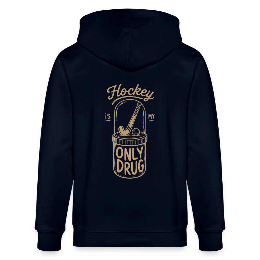 "Hockey is my only Drug" Zip-Hoodie – Unisex Bio-Kapuzenjacke - Navy