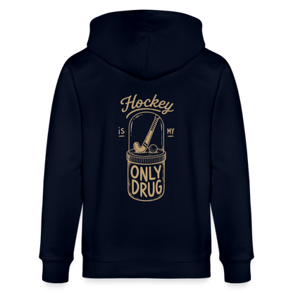 "Hockey is my only Drug" Zip-Hoodie – Unisex Bio-Kapuzenjacke - Navy