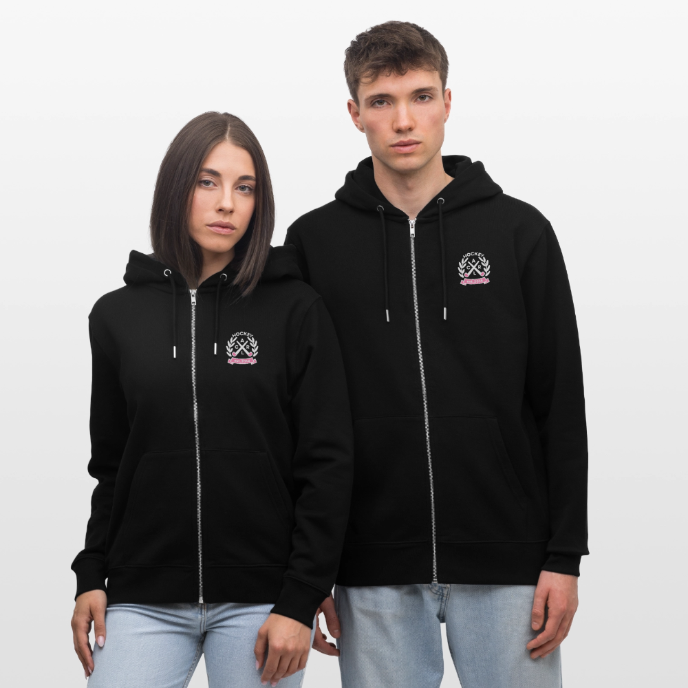 "Hockey is my only Drug" Zip-Hoodie – Unisex Bio-Kapuzenjacke - Schwarz