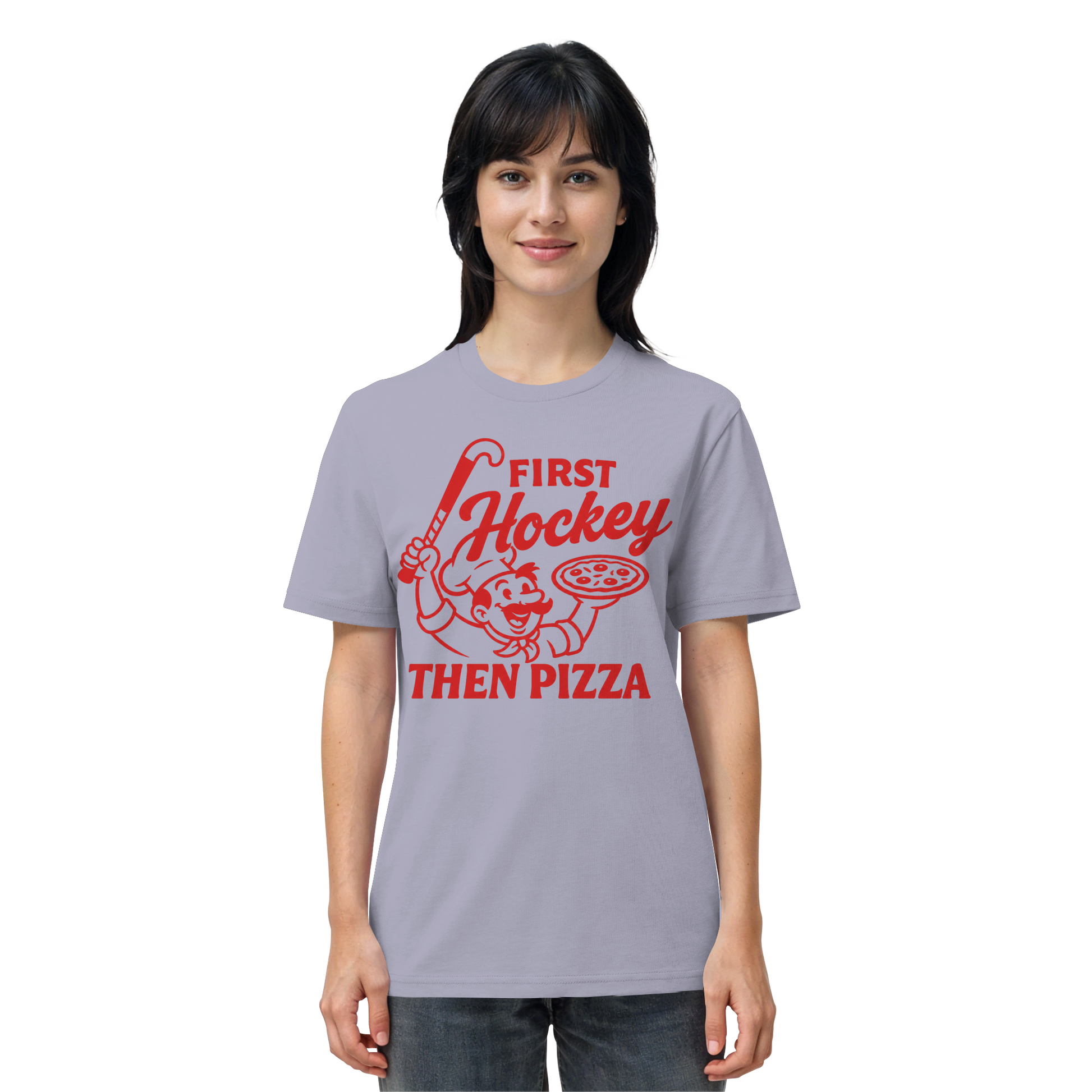 First Hockey. Then Pizza - Organic Shirt - Hockeycarl